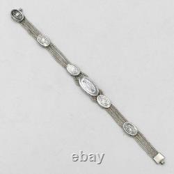 Bracelet en argent massif et émail noir, époque Art Déco, vers 1920, ancien