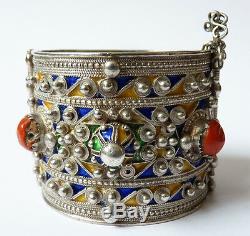Bracelet ethnique ARGENT + émail Maghreb ancien Algérie 124 g silver bracelet