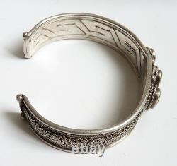Bracelet ethnique argent massif et turquoise silver bracelet Bijou ancien