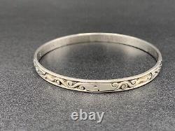 Bracelet jonc basque ancien en argent massif devise