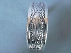Bracelet manchette ancien homme femme vintage ovale gris argent massif Tunisien