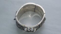 Bracelet manchette argent massif ancien victorien anglo-indien divinité 88 gr