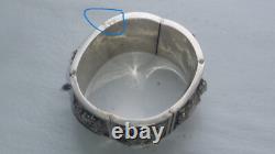 Bracelet manchette argent massif ancien victorien anglo-indien divinité 88 gr