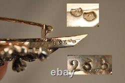 Broche Ancien Or Massif 18k Argent Diamants Antique Gold Silver Diamond Brooch