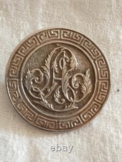 Broche Ancienne Argent Massif Demi-Couronne George III 1817 Gravée Monogramme A