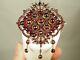 Broche Ancienne Argent Massif Grenats Antique Large Foiled Garnet Victorian Xix
