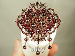 Broche Ancienne Argent Massif Grenats Antique Large Foiled Garnet Victorian XIX