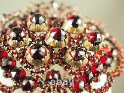 Broche Ancienne Argent Massif Grenats Antique Large Foiled Garnet Victorian XIX