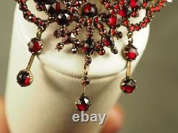 Broche Ancienne Argent Massif Grenats Antique Large Foiled Garnet Victorian XIX
