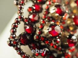 Broche Ancienne Argent Massif Grenats Antique Large Foiled Garnet Victorian XIX
