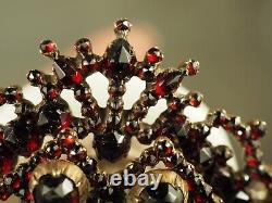 Broche Ancienne Argent Massif Grenats Antique Large Foiled Garnet Victorian XIX