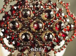 Broche Ancienne Argent Massif Grenats Antique Large Foiled Garnet Victorian XIX