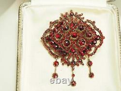 Broche Ancienne Argent Massif Grenats Antique Large Foiled Garnet Victorian XIX