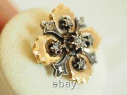 Broche Ancienne Argent Massif Or Massif 18k Diamants Antique Gold Silver Brooch
