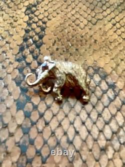 Broche Ancienne Mammouth Vermeil Argent Or Rose Oeil Saphir Véritable