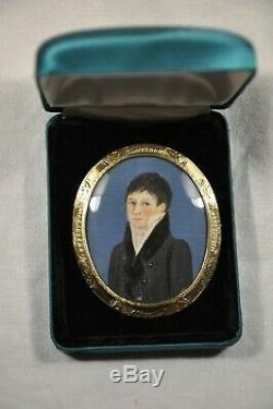 Broche Portrait Miniature Ancien Vermeil Antique Gilt Solid Silver Brooch