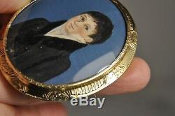 Broche Portrait Miniature Ancien Vermeil Antique Gilt Solid Silver Brooch