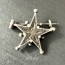 Broche ancienne argent massif étoile de Digne Saint Vincent Pentacrine RARE