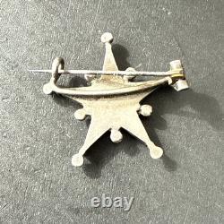 Broche ancienne argent massif étoile de Digne Saint Vincent Pentacrine RARE