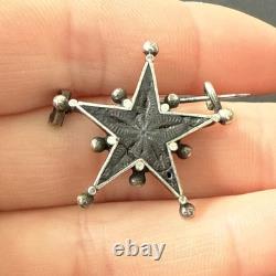 Broche ancienne argent massif étoile de Digne Saint Vincent Pentacrine RARE