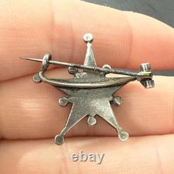 Broche ancienne argent massif étoile de Digne Saint Vincent Pentacrine RARE