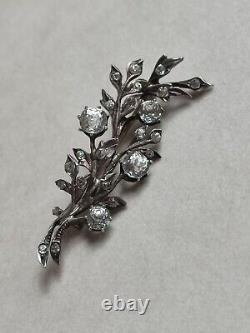 Broche ancienne en argent et pierres du Rhin