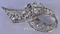 Broche art déco, ancienne en argent et strass