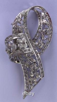 Broche art déco, ancienne en argent et strass