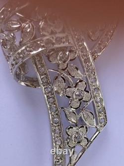 Broche art déco, ancienne en argent et strass