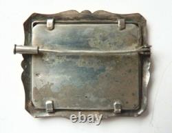 Broche en ARGENT massif avec peinture miniature silver painting bijou ancien