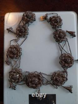 COLLIER EN ARGENT MASSIF ANCIEN 160 GRAMMES SUPERBE TRAVAIL FIN XIXeS A NETTOYER