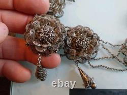 COLLIER EN ARGENT MASSIF ANCIEN 160 GRAMMES SUPERBE TRAVAIL FIN XIXeS A NETTOYER