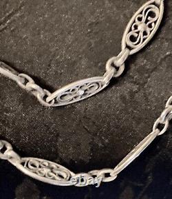 COLLIER SAUTOIR ancien en ARGENT MASSIF BELLES MAILLES 150 cm