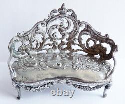 Canapé banquette meuble miniature argent massif Ancien silver antique