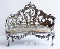 Canapé banquette meuble miniature argent massif Ancien silver antique