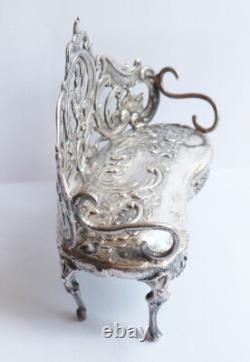 Canapé banquette meuble miniature argent massif Ancien silver antique 39gr