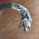 Canne Ancienne Pommeau Tète De Lion Argent Massif Cane Waliking Stick