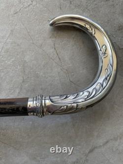Canne ancienne avec pommeau en argent