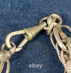 Chaine ancienne argent massif 151 g sautoir XIXe garde mousqueton 90 cm