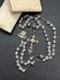 Chapelet Ancien Argent Massif Perles Cristal Facett&eacute;