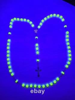 Chapelet ancien rosary Argent Massif Poinçons Crabe Perles Ouraline facettes 8mm