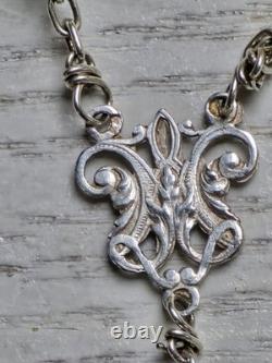 Chapelet ancien rosary Argent Massif Poinçons Crabe Perles Ouraline facettes 8mm
