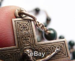 Chapelet argent avec perles de jaspe sanguin croix Ancien silver rosaire rosary