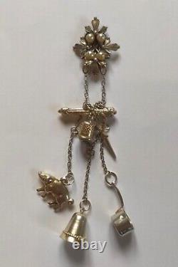 Châtelaine Miniature Ancienne, Vintage /Jouet, Dinette, Poupée/Argent Poinçonné