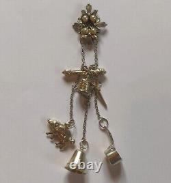 Châtelaine Miniature Ancienne, Vintage /Jouet, Dinette, Poupée/Argent Poinçonné