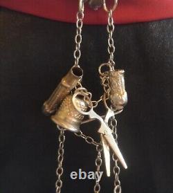 Châtelaine Miniature Ancienne, Vintage /Jouet, Dinette, Poupée/Argent Poinçonné