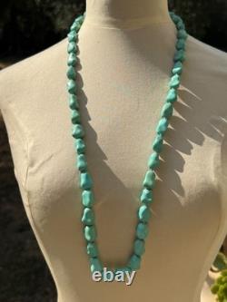 Collier Ancien Chinois Export Turquoise Argent Massif Silver Chinese Necklace