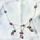 Collier Ancien Draperie Pampilles Perles De Verre Couleur Lilas Argent 925 44cm