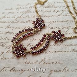 Collier Ancien Grenats Travail Austro Hongrois Argent Victorian Bohemian