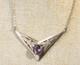 Collier Ancien En Argent Massif Am&eacute;thyste 925 Poin&ccedil;onn&eacute; Art D&eacute;co Vers 1930